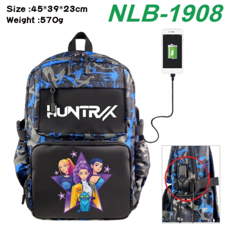 K-Pop:Demon Hunters Anime waterproof nylon camouflage backpack School Bag 45X39X23CM