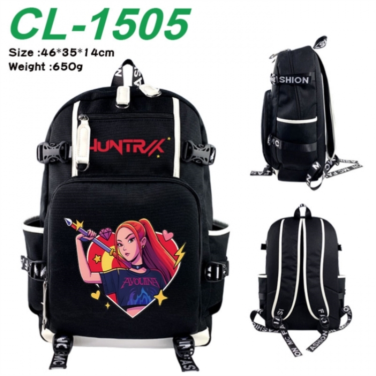 K-Pop:Demon Hunters Data USB backpack Cartoon printed student backpack 46X35X14CM 650G