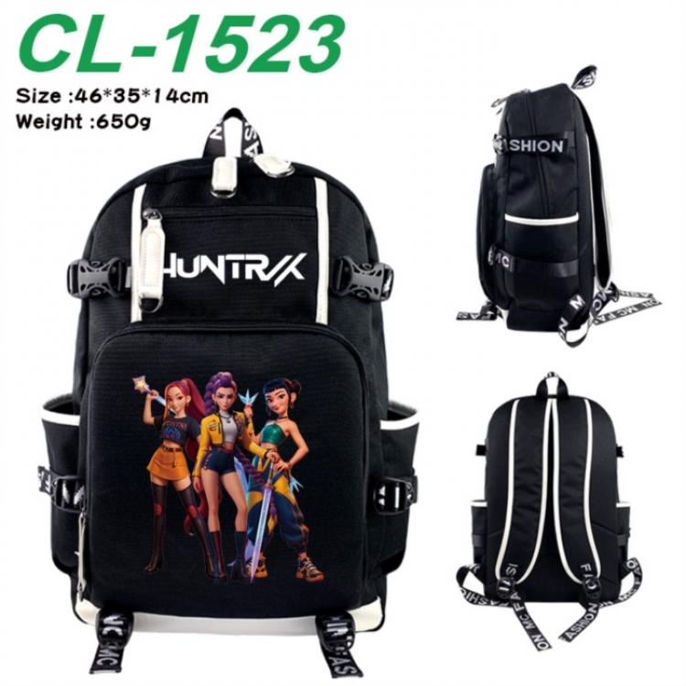K-Pop:Demon Hunters Data USB backpack Cartoon printed student backpack 46X35X14CM 650G