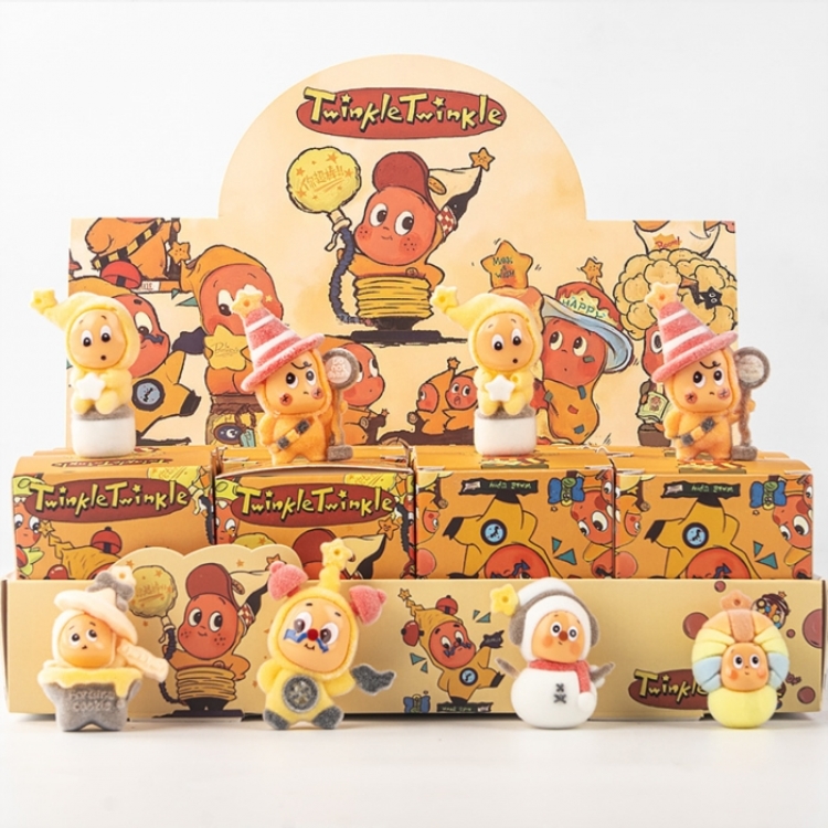 Twinkle Twinkle Flocked small ornaments figurines blind boxes trendy toys and small handmade crafts a set of 12 style A