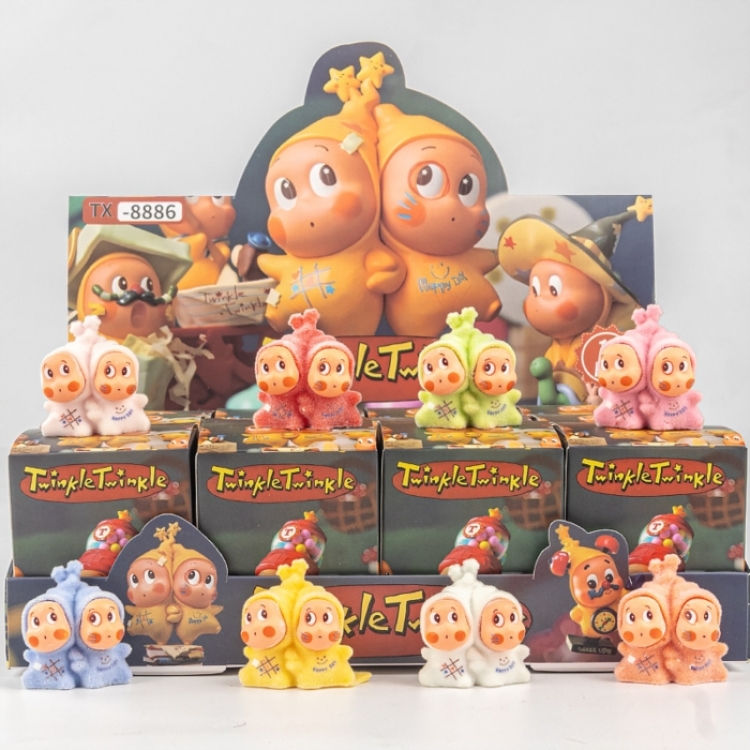 Twinkle Twinkle Flocked small ornaments figurines blind boxes trendy toys and small handmade crafts a set of 12 style C