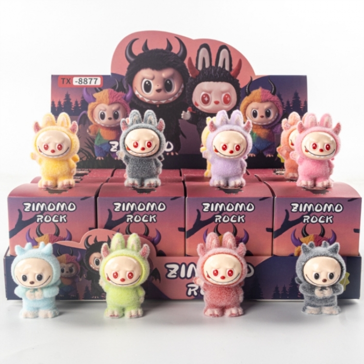 Labubu Flocked small ornaments figurines blind boxes trendy toys and small handmade crafts a set of 12