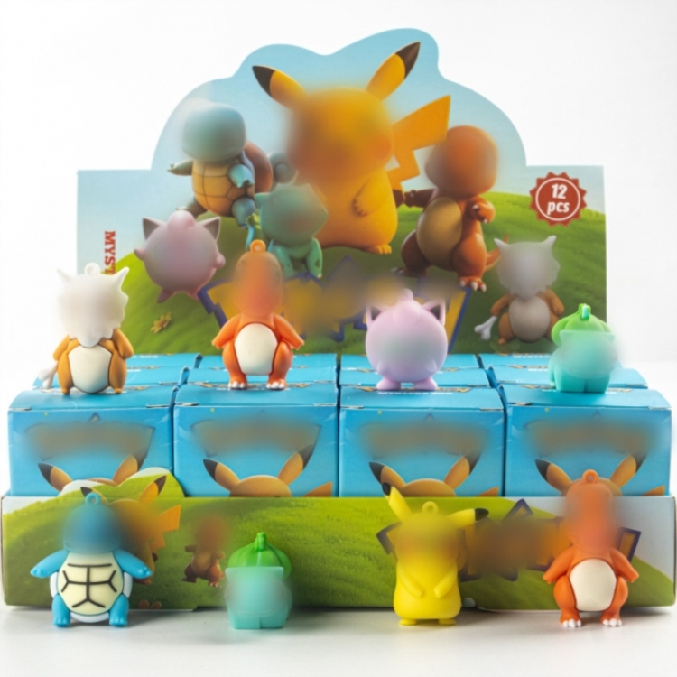 Pokemon Flocked small ornaments figurines blind boxes trendy toys and small handmade crafts a set of 12