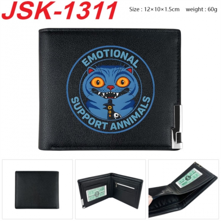 K-Pop:Demon Hunters Animation magnetic buckle black leather wallet 12X10X1.5CM 