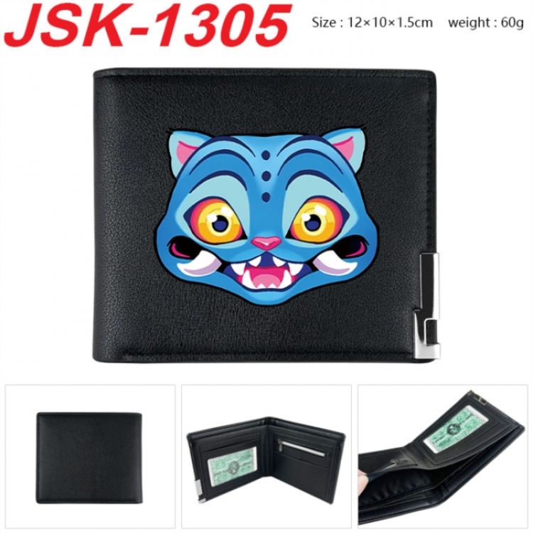 K-Pop:Demon Hunters Animation magnetic buckle black leather wallet 12X10X1.5CM 
