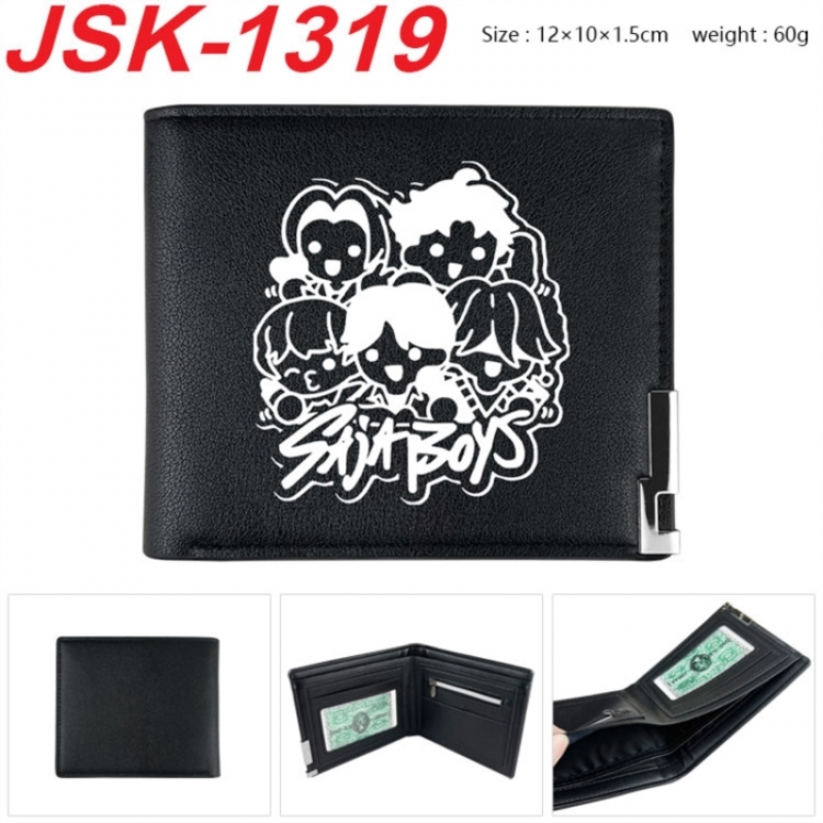 K-Pop:Demon Hunters Animation magnetic buckle black leather wallet 12X10X1.5CM 