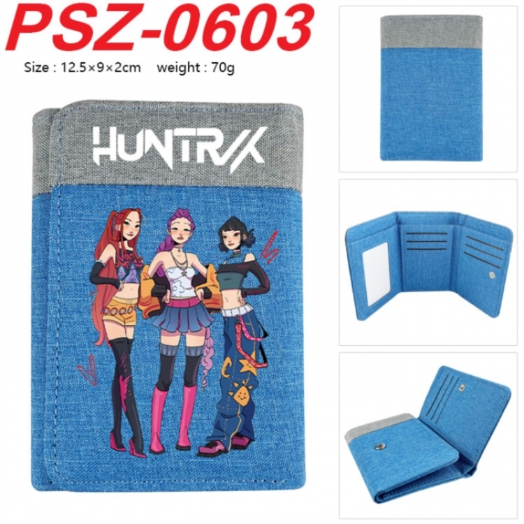 K-Pop Demon Hunters Anime color blocked three fold concealed wallet 12.5X9X2CM 70G