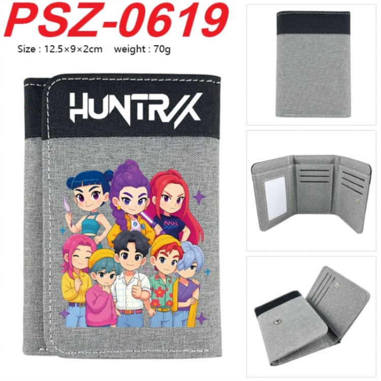 K-Pop Demon Hunters Anime color blocked three fold concealed wallet 12.5X9X2CM 70G