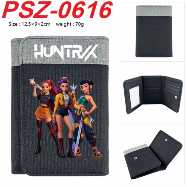 K-Pop Demon Hunters Anime color blocked three fold concealed wallet 12.5X9X2CM 70G