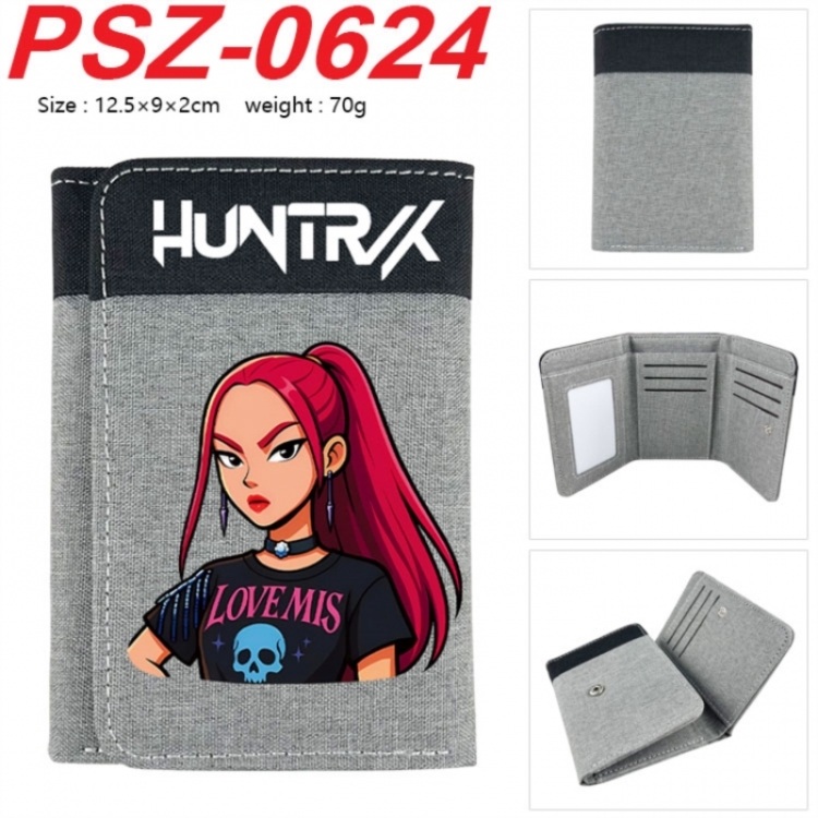 K-Pop Demon Hunters Anime color blocked three fold concealed wallet 12.5X9X2CM 70G