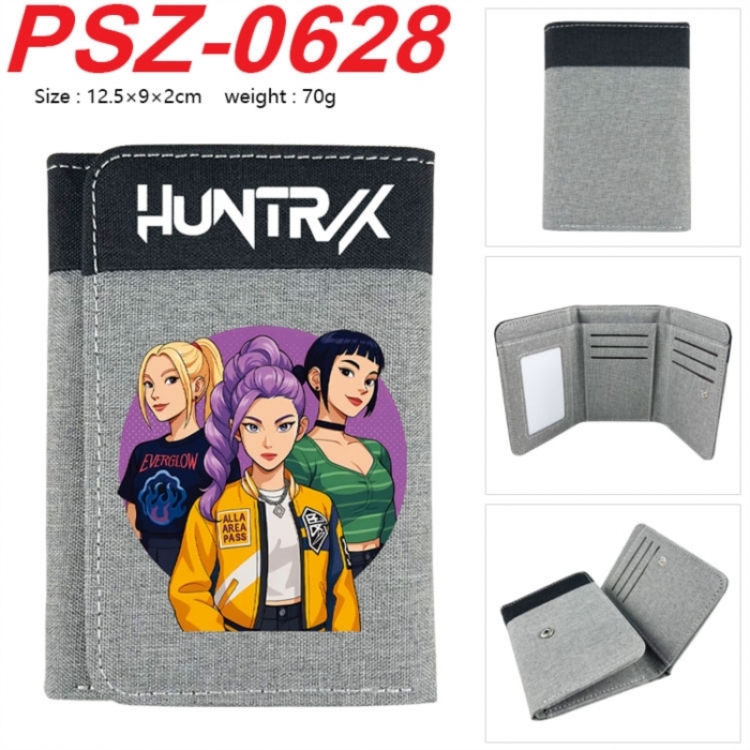 K-Pop Demon Hunters Anime color blocked three fold concealed wallet 12.5X9X2CM 70G
