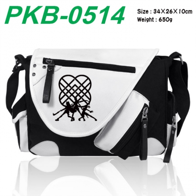 K-Pop Demon Hunters Anime PU Colorblock Leather Shoulder Crossbody Bag 34x26x10cm