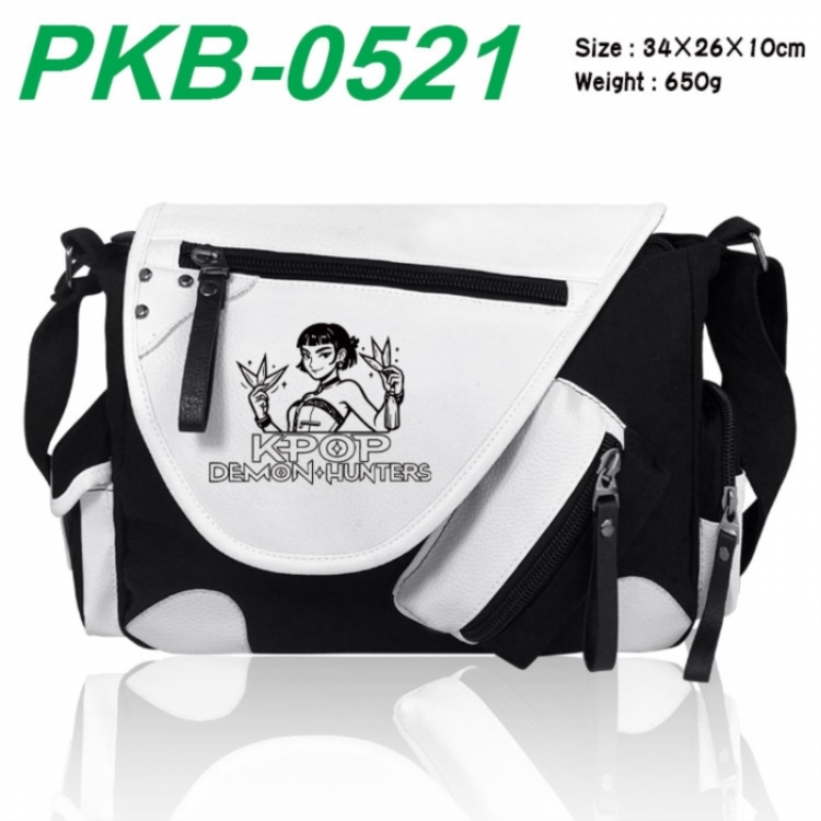 K-Pop Demon Hunters Anime PU Colorblock Leather Shoulder Crossbody Bag 34x26x10cm