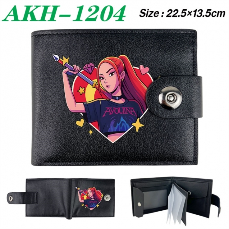 K-Pop Demon Hunters Animation snap fastener black pickup bag wallet 22.5X13.5CM