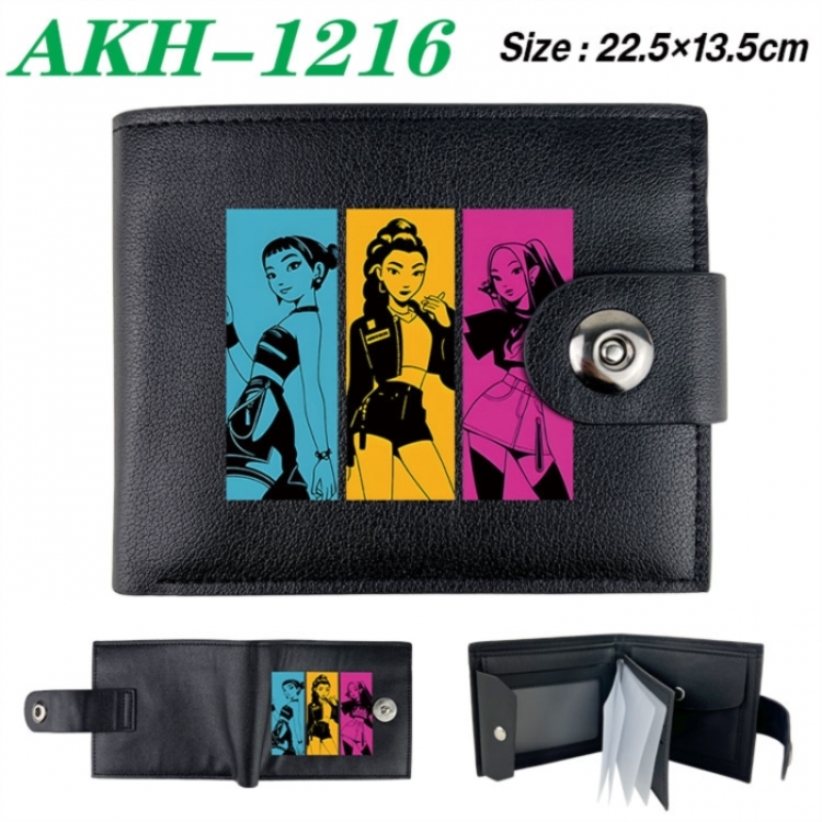 K-Pop Demon Hunters Animation snap fastener black pickup bag wallet 22.5X13.5CM