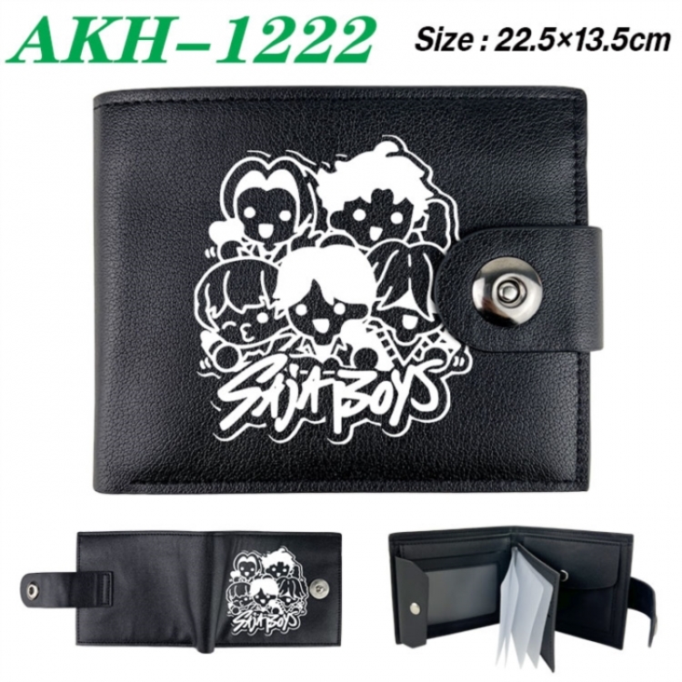 K-Pop Demon Hunters Animation snap fastener black pickup bag wallet 22.5X13.5CM