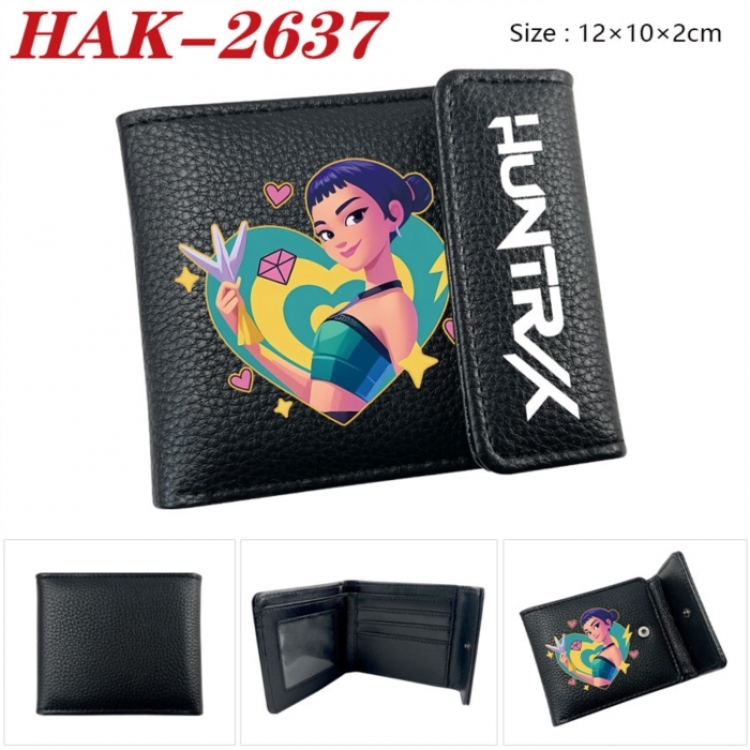 K-Pop Demon Hunters Anime Litchi Pattern Hidden Buckle Half Fold Printed Wallet 12X10X2CM