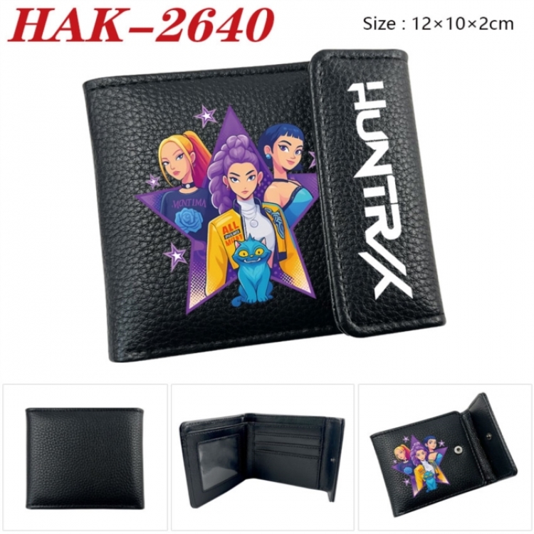 K-Pop Demon Hunters Anime Litchi Pattern Hidden Buckle Half Fold Printed Wallet 12X10X2CM