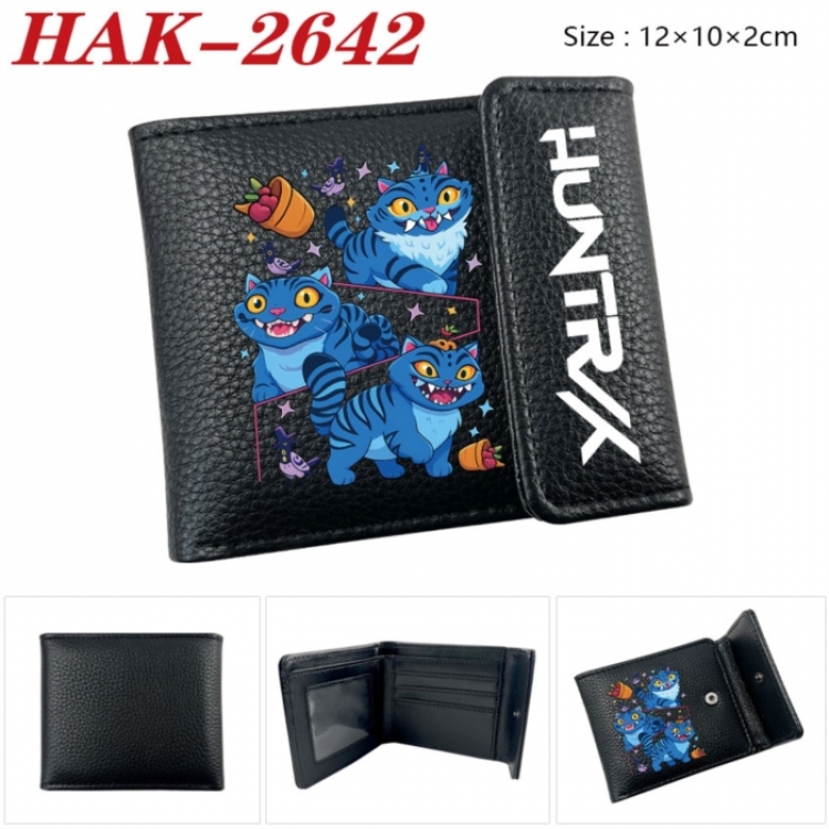 K-Pop Demon Hunters Anime Litchi Pattern Hidden Buckle Half Fold Printed Wallet 12X10X2CM