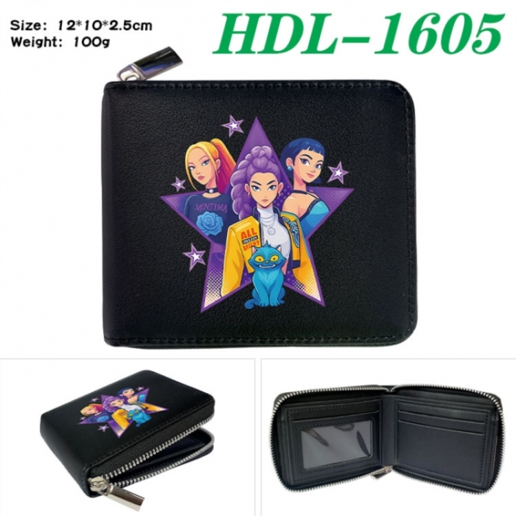 K-Pop Demon Hunters Anime Full Color Short All Inclusive Zipper Wallet 10x12x2.5cm