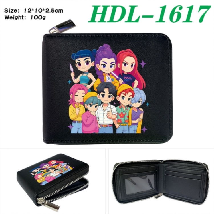 K-Pop Demon Hunters Anime Full Color Short All Inclusive Zipper Wallet 10x12x2.5cm