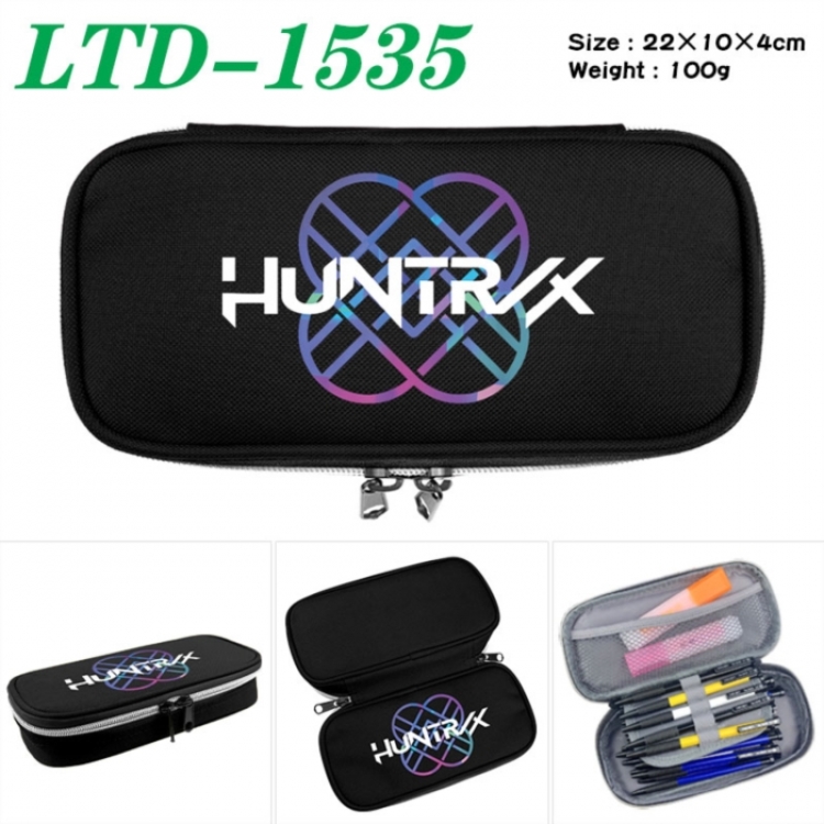 K-Pop Demon Hunters Anime Waterproof canvas zipper clamshell pencil case pencil case 22x10x4cm