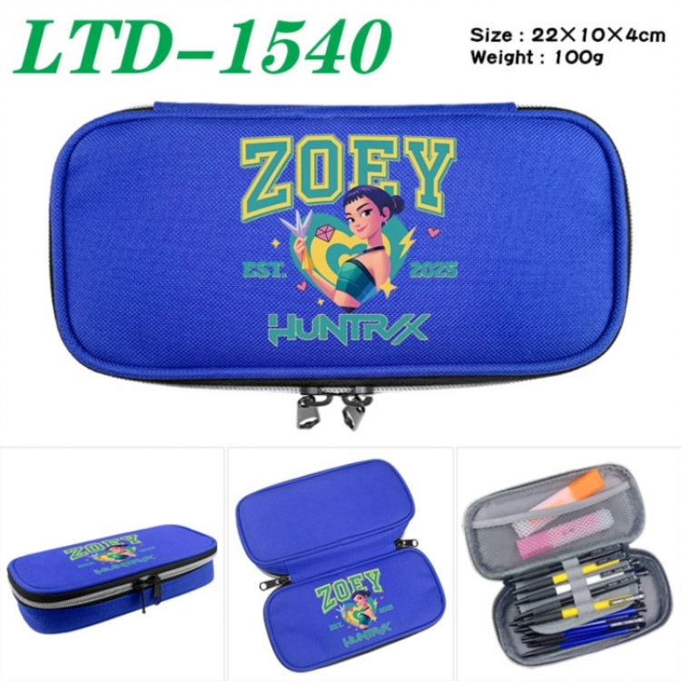 K-Pop Demon Hunters Anime Waterproof canvas zipper clamshell pencil case pencil case 22x10x4cm