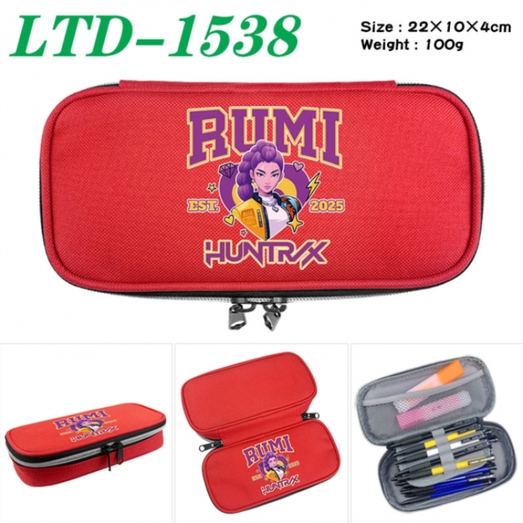 K-Pop Demon Hunters Anime Waterproof canvas zipper clamshell pencil case pencil case 22x10x4cm