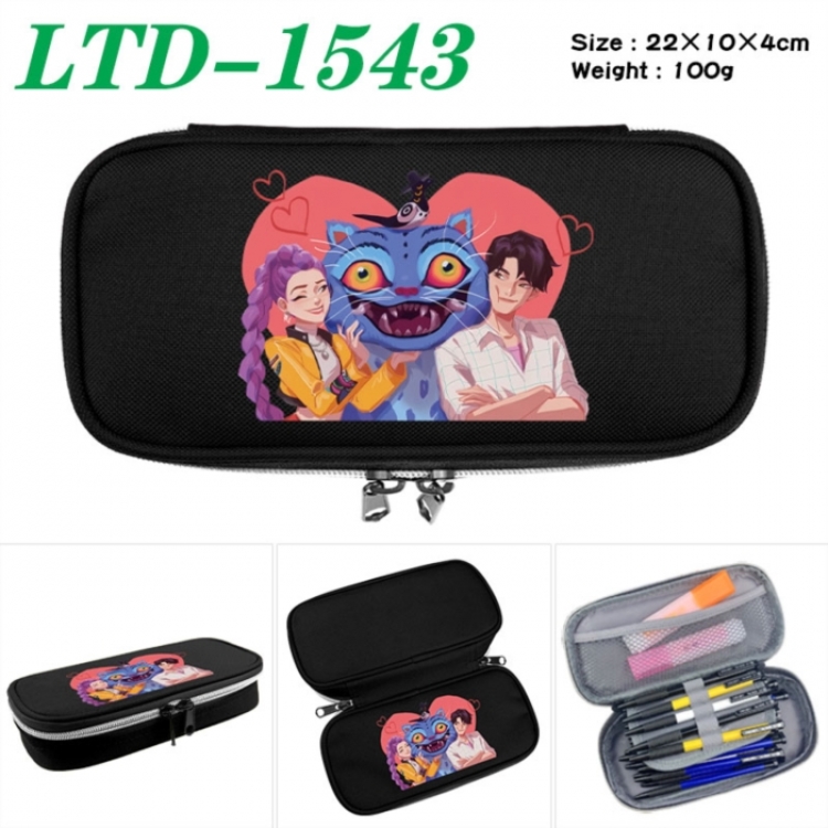 K-Pop Demon Hunters Anime Waterproof canvas zipper clamshell pencil case pencil case 22x10x4cm