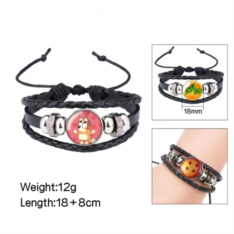 Bluey Anime peripheral crystal leather rope bracelet price for 5 pcs