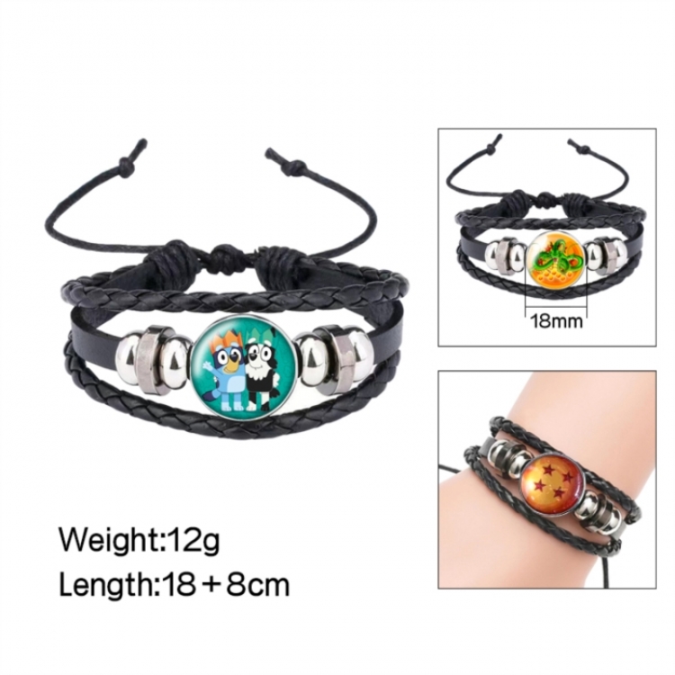 Bluey Anime peripheral crystal leather rope bracelet price for 5 pcs 