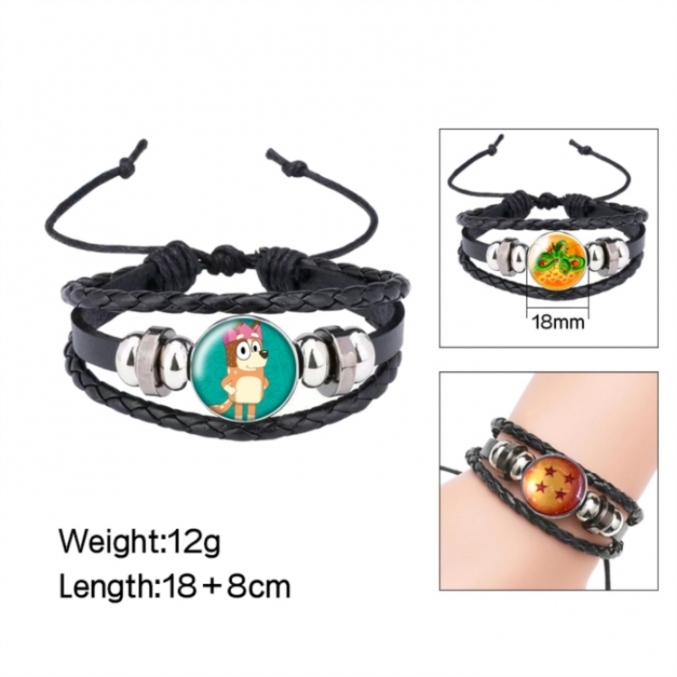 Bluey Anime peripheral crystal leather rope bracelet price for 5 pcs 