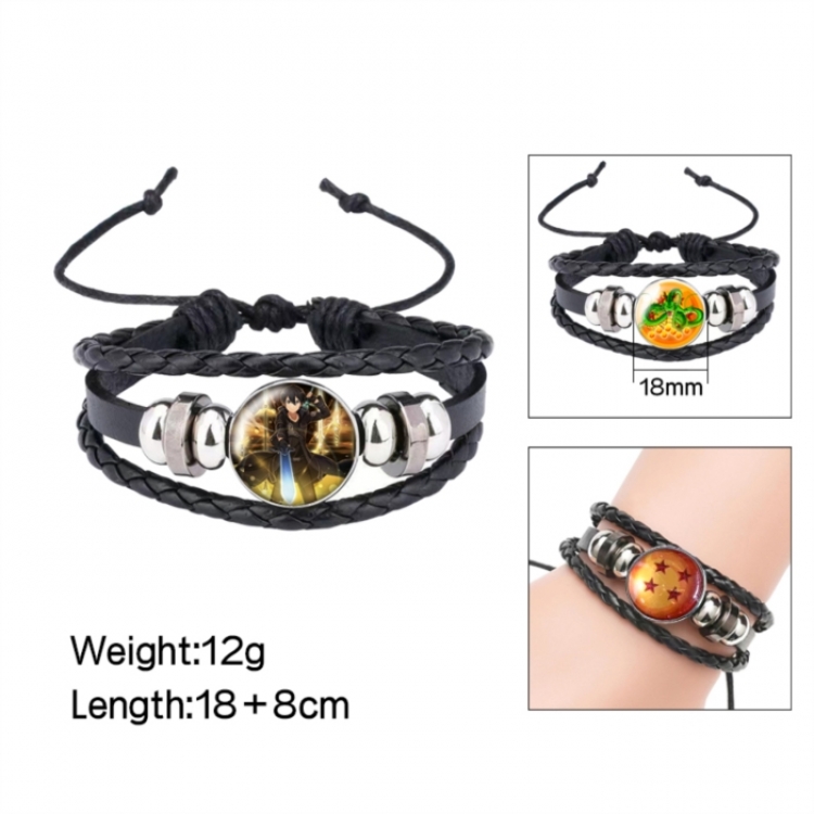 Sword Art Online Anime peripheral crystal leather rope bracelet price for 5 pcs 