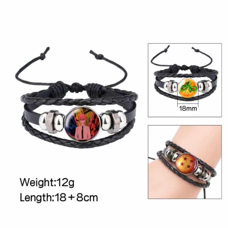 Chainsaw Man Anime peripheral crystal leather rope bracelet price for 5 pcs 