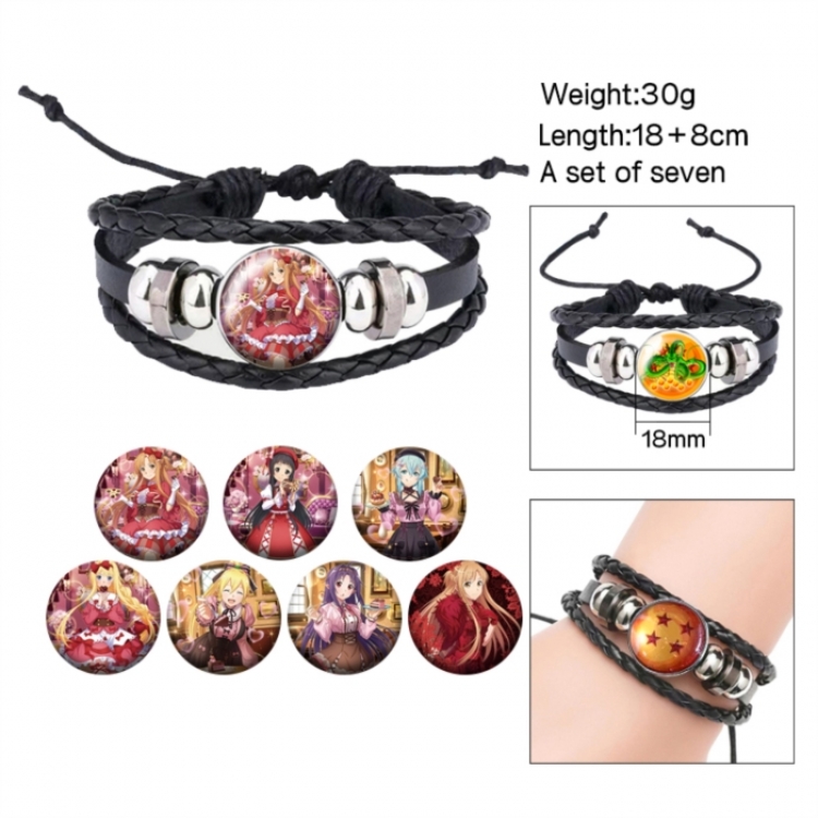 Sword Art Online Anime Freestyle Crystal Leather Rope Bracelet Set