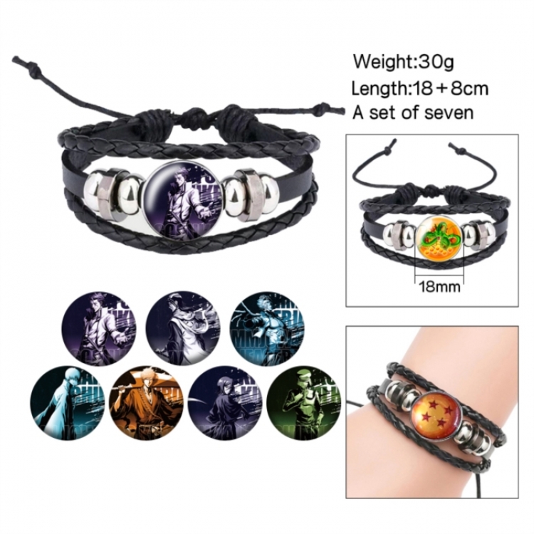 Bleach Anime Freestyle Crystal Leather Rope Bracelet Set