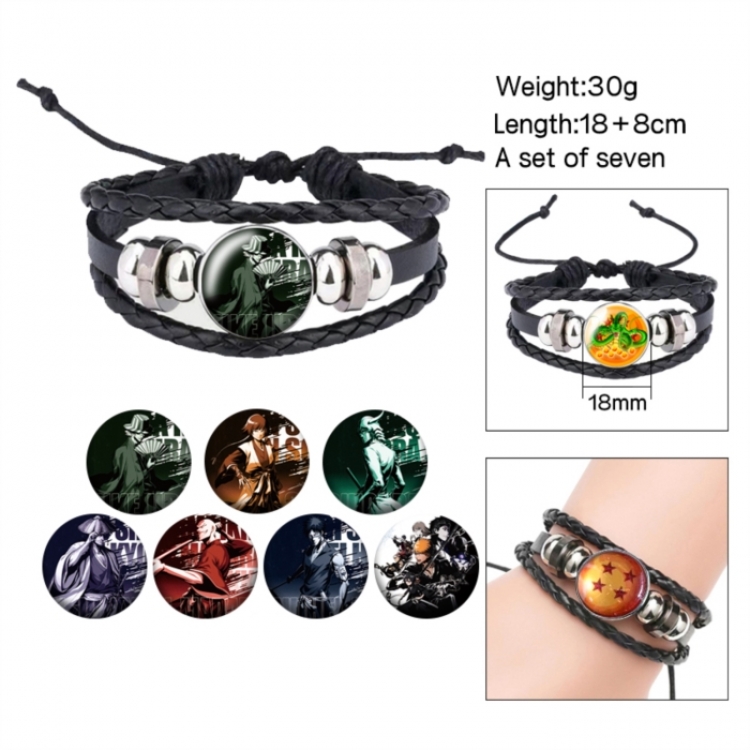 Bleach Anime Freestyle Crystal Leather Rope Bracelet Set