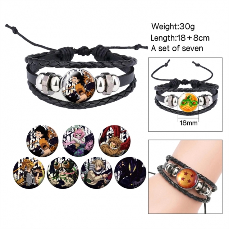 My Hero Academia Anime Freestyle Crystal Leather Rope Bracelet Set