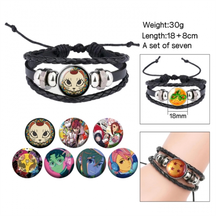 DANDADAN Anime Freestyle Crystal Leather Rope Bracelet Set