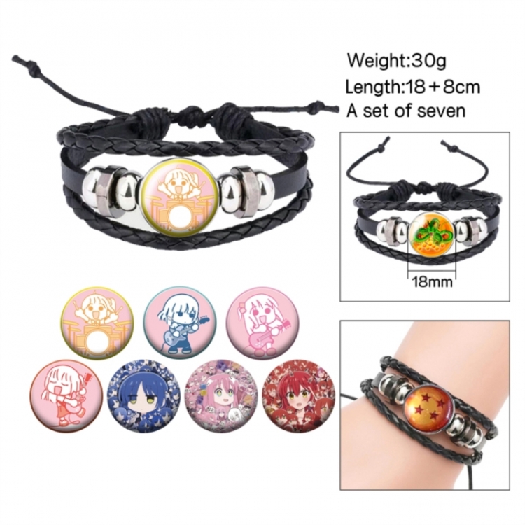 BOCCHI THE ROCK! Anime Freestyle Crystal Leather Rope Bracelet Set