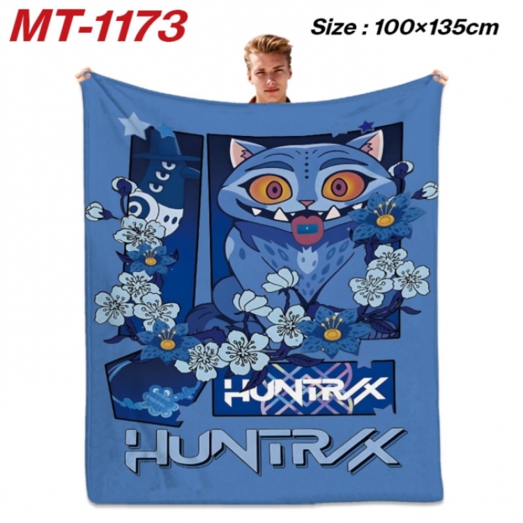 K-Pop Demon Hunters Anime flannel blanket air conditioner quilt double-sided printing 100x135cm