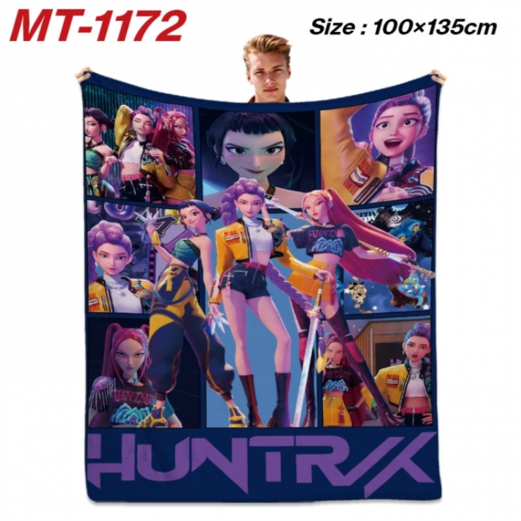 K-Pop Demon Hunters Anime flannel blanket air conditioner quilt double-sided printing 100x135cm