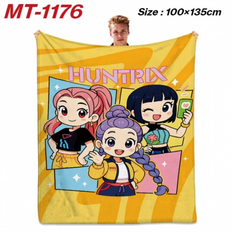 K-Pop Demon Hunters Anime flannel blanket air conditioner quilt double-sided printing 100x135cm