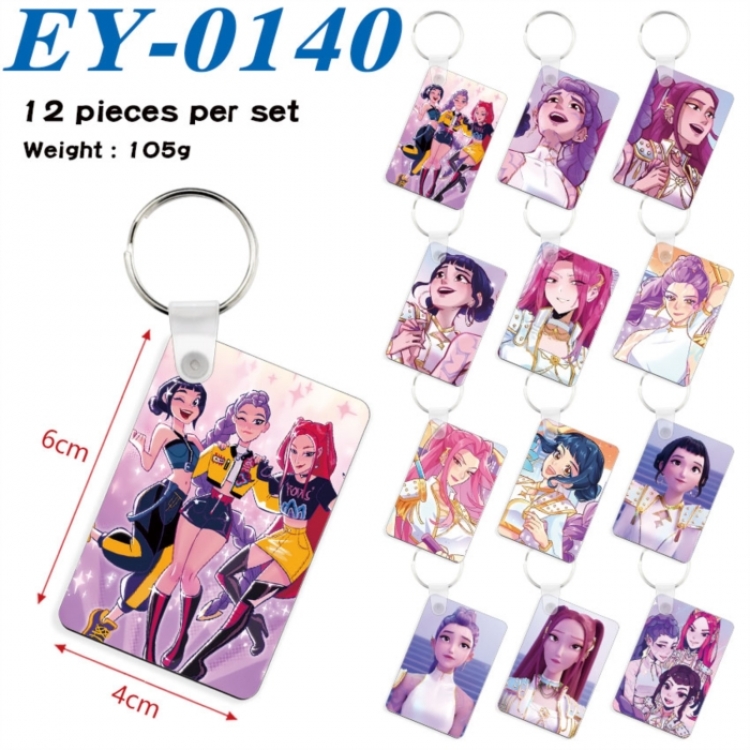 K-Pop Demon Hunters Anime rectangular keychain pendant 6x4cm a set of 12