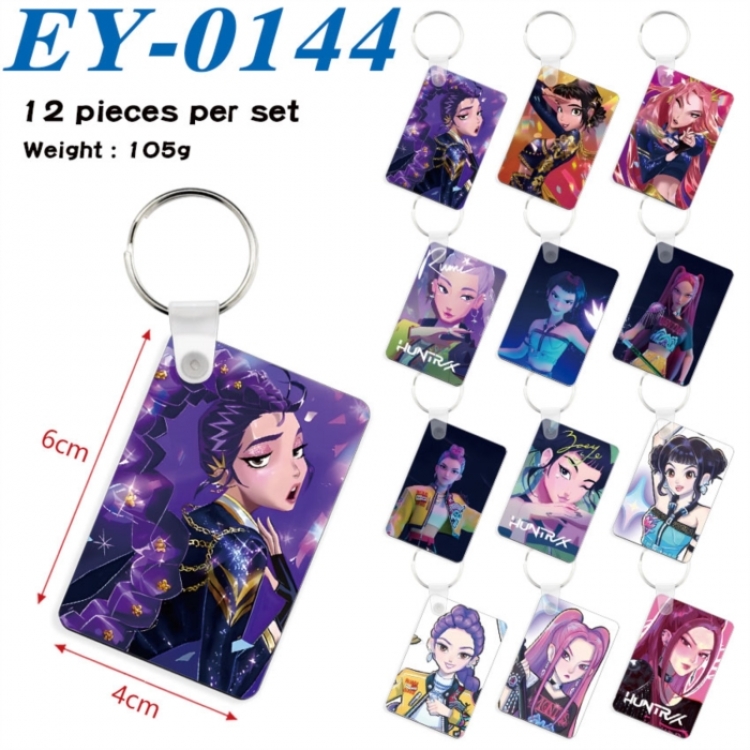 K-Pop Demon Hunters Anime rectangular keychain pendant 6x4cm a set of 12