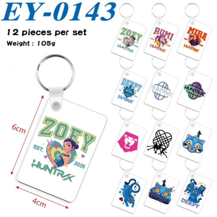 K-Pop Demon Hunters Anime rectangular keychain pendant 6x4cm a set of 12