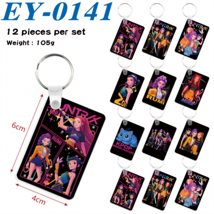 K-Pop Demon Hunters Anime rectangular keychain pendant 6x4cm a set of 12