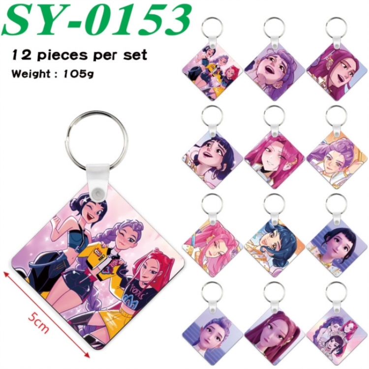 K-Pop Demon Hunters Anime Square Keychain Pendant 5x5cm a set of 12