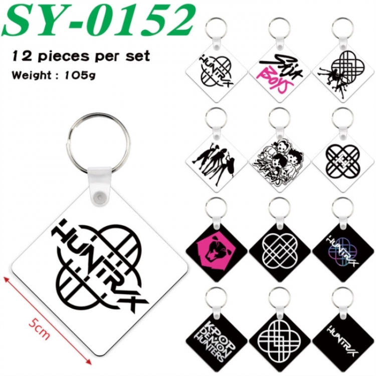 K-Pop Demon Hunters Anime Square Keychain Pendant 5x5cm a set of 12