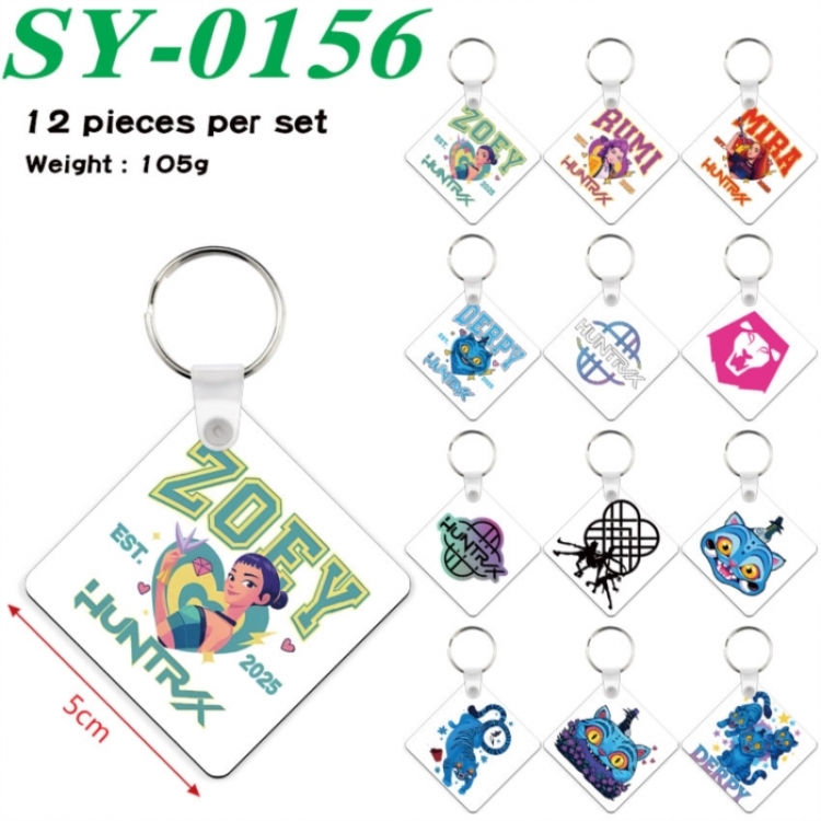 K-Pop Demon Hunters Anime Square Keychain Pendant 5x5cm a set of 12